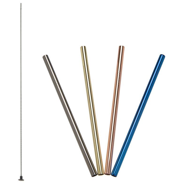 Trendy nerezová brčka Lurch 00240990 -18 cm barevná (4 ks+ kartáček)