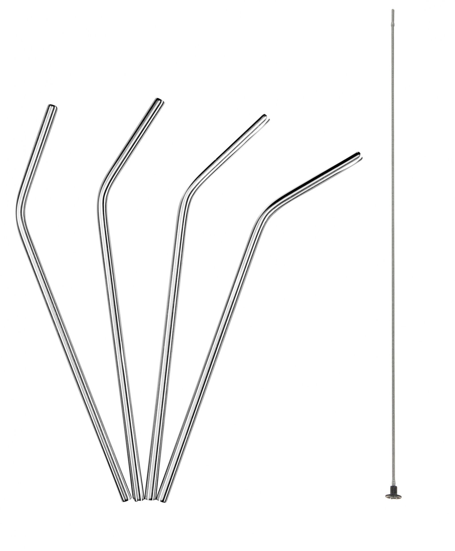 Trendy nerezová zahnutá brčka Lurch 00240993 -21,5 cm stříbrná (4 ks+ kartáček)